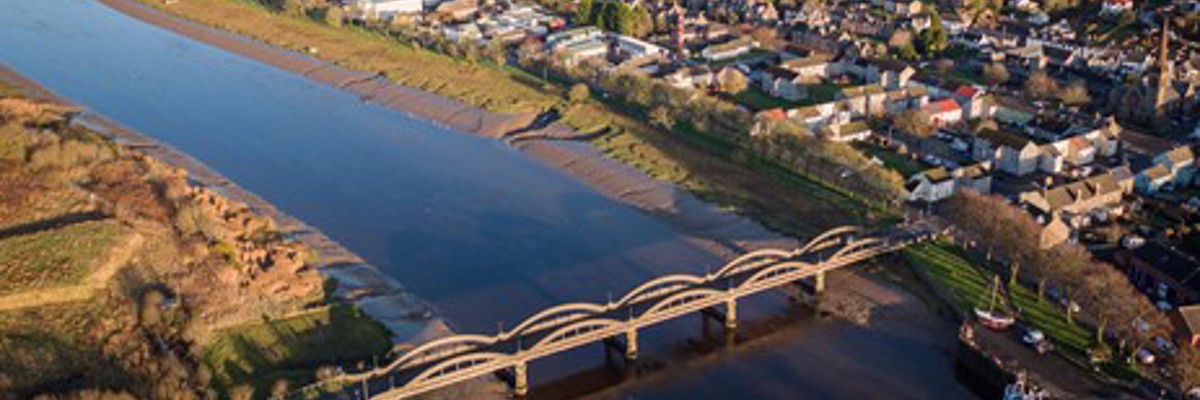 aerial view of South of Scotland town